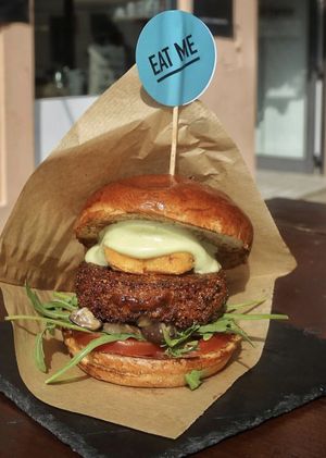 Vegetarian harvest burger (beware: patty has cheese) at 50 in Zagreb