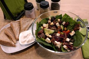 Big salad + toasted bread with vegan butter + vegan mayonnaise at Vegan Heaven in Lublin