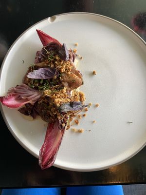 Eggplant with red loaf  at Bonboon in Amsterdam