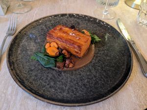 Coffee and miso carrot with lentil mole at Bonboon in Amsterdam
