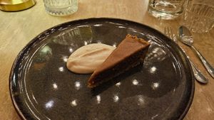 Walnut frangipane with caramel and white chocolate yoghurt at Bonboon in Amsterdam