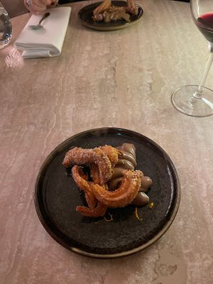 Churros for dessert but wasn’t the slightest bit sweet, tasted more of a savoury dish   at Bonboon in Amsterdam