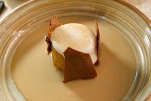 Dessert: Polenta cake w/rooibos citrus syrup at Bonboon in Amsterdam