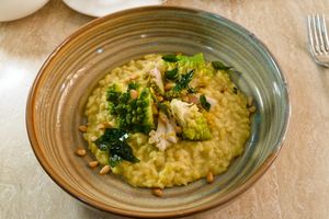 Main: Risotto w/smoked romanesco and curry purée at Bonboon in Amsterdam