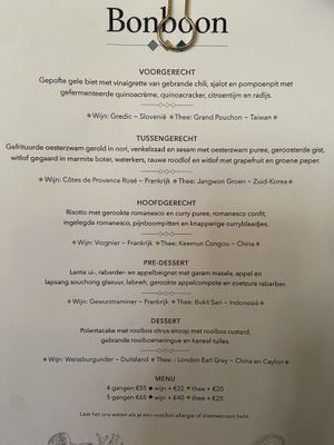 Menu April 2024  at Bonboon in Amsterdam