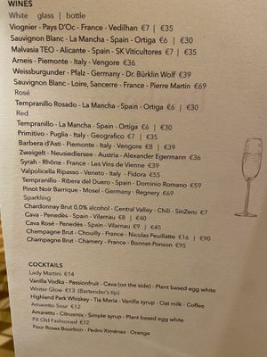 Wines & cocktails menu Dec 2024  at Bonboon in Amsterdam