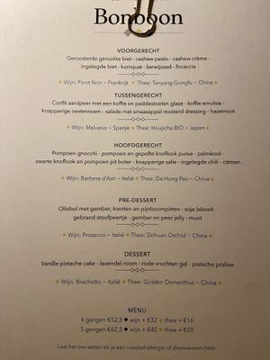 Menu Dec 2024  at Bonboon in Amsterdam