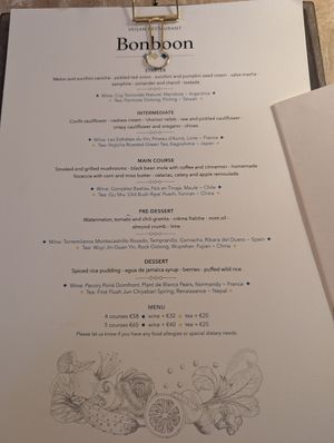 Menu as of August 2025 at Bonboon in Amsterdam