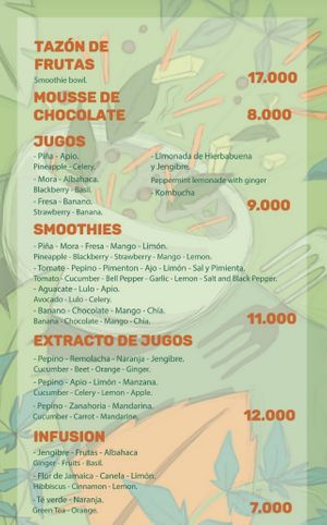 Menu as of May 2022, page 2  at Namaste Vegan Food in Guatape