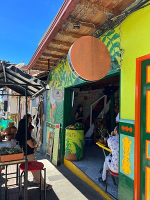 the restaurant at Namaste Vegan Food in Guatape