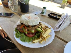 Falafel burger   at Namaste Vegan Food in Guatape