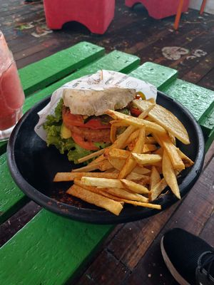 Hamburguesa de falafel, 10/10 at Namaste Vegan Food in Guatape