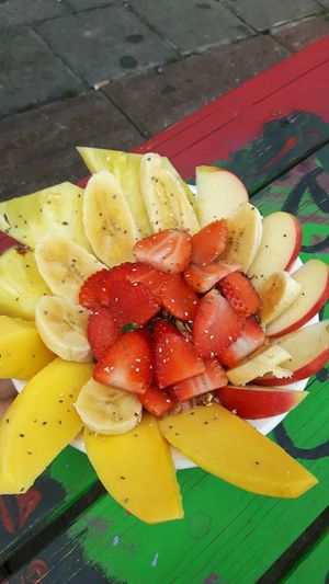 fruit bowl with granola at Namaste Vegan Food in Guatape