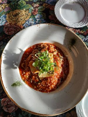 zucchini spagettes  with grilled tofu at Berlin's Tavern in Rakvere