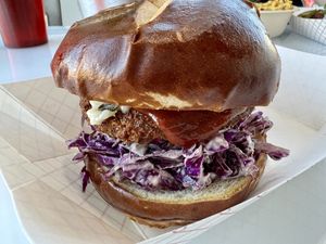 Fried chick’n sandwich   at Veggy Street in Henderson