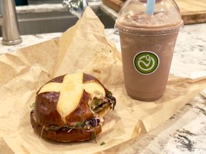 Mushroom burger & chocolate shakee  at Veggy Street in Henderson