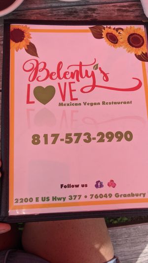 Menu at Belenty's Love in Granbury