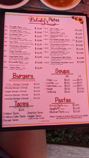 Menu at Belenty's Love in Granbury