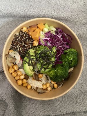 Delicious vegan poke bowl  at Qura in Cusco