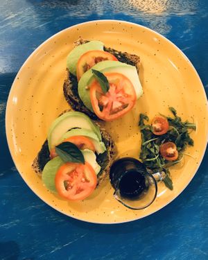 Avocado 🥑 toast with tomato and pesto - very delicious  at Qura in Cusco