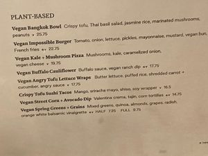 Wall menu at Earls in Denver