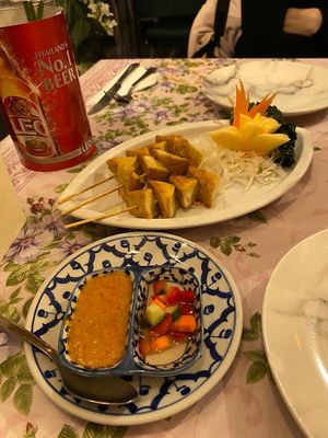 Tofu satay skewers at Thai Boran in Derby