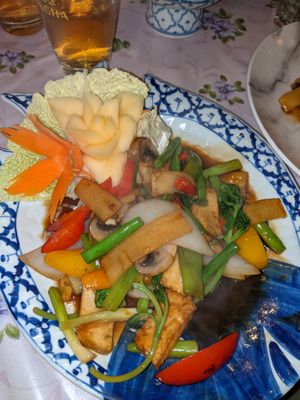 Tofu with holy basil at Thai Boran in Derby