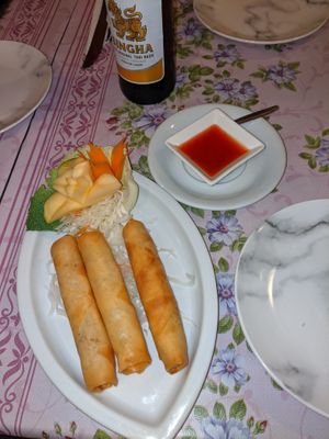 Vegetable spring rolls at Thai Boran in Derby