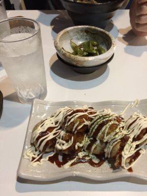 Takoyaki and the rest of the fried soy beans  at Minato in Yokohama