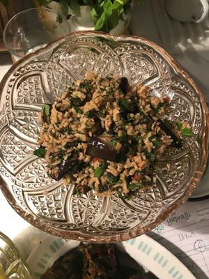 Patlıcanlı pilav at Asma Yapragi in Alacati