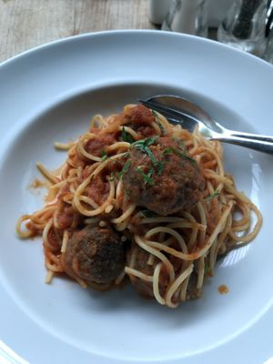 Impossible Meatball Spaghetti at Privé - Chijmes in Central Singapore