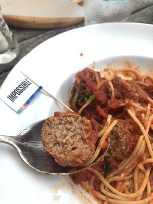vegan impossible meatball spaghetti $19 👍🏻👍🏻 at Privé - Chijmes in Central Singapore