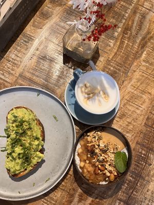 Avo toast, vegan chia putting and oat milk latte. 5 stars! ⭐️   at The Urban Garden in Vilnius