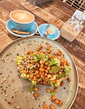  avocado and chickpea toast at The Urban Garden in Vilnius
