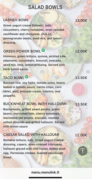 Part of the menu. You access it by qr code    at The Urban Garden in Vilnius