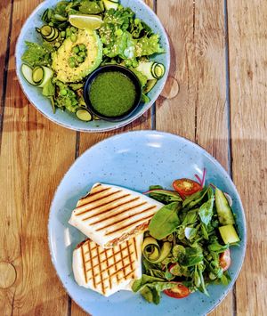 Salad and burito at The Urban Garden in Vilnius