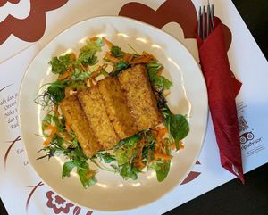 Fried Tempeh  at Vegehop in Zagreb
