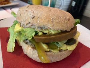 Seitan burger at Vegehop in Zagreb