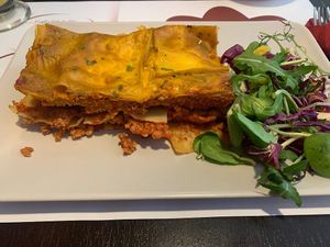 Lasagna at Vegehop in Zagreb
