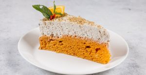 Yamuna

(Flour T-850, brown sugar, orange aroma, soy cream, lemon, soy whipped cream, nuts)
 at Vegehop in Zagreb