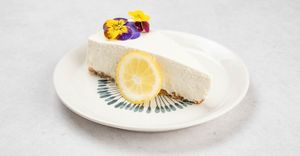 Cheesecake

(cashews, agave syrup, whipped cream, soy cream, lemon, whole grain biscuits, almonds) at Vegehop in Zagreb