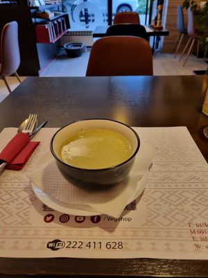 Kale soup at Vegehop in Zagreb