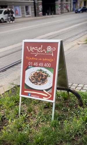 Sign post on the roadside   at Vegehop in Zagreb