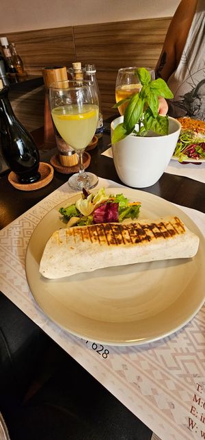 Burrito and ginger drink at Vegehop in Zagreb