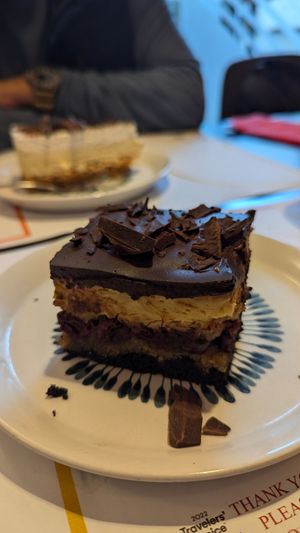 Chocolate cherry cake at Vegehop in Zagreb