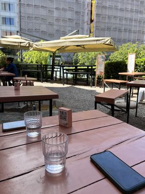 Rear outside seating area   at Vegehop in Zagreb