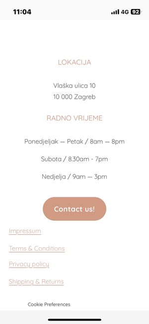 Current opening hours   at Vegehop in Zagreb