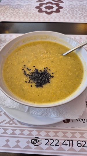 Chickpea soup at Vegehop in Zagreb