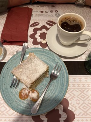 Desert with turkish coffee  at Vegehop in Zagreb