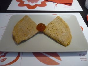 Pancakes with dried fruit cream ( marmelade )  at Vegehop in Zagreb